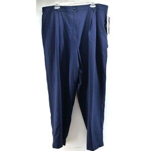 100% Wool Dress Pants Requirements Blue Elastic Waist High Rise Women's Size 24W
